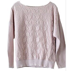 Gunne Sax - Vintage 1970s (Original Tag) Lace Sweatshirt, Pink, Med